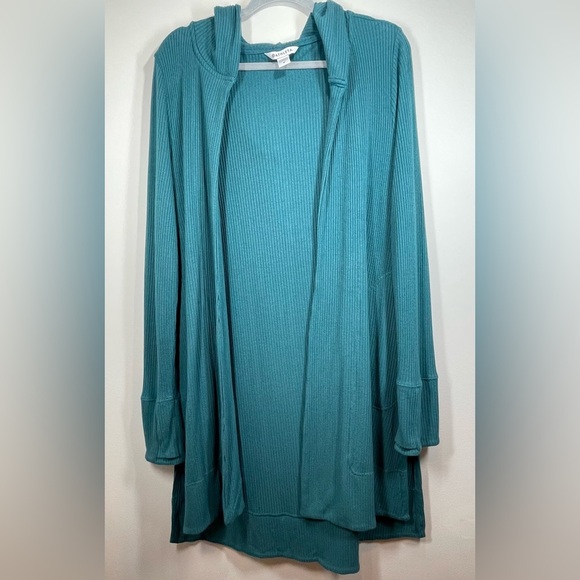 Athleta Sweaters - ATHLETA Women’s‎ Pranayama Long Ribbed Hooded Cardigan Teal Size Medium